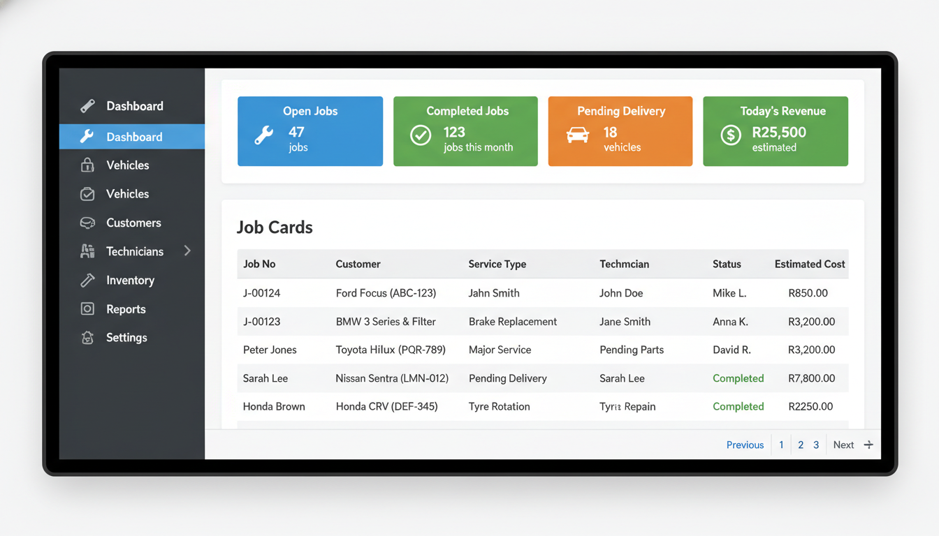 Workshop Management System dashboard preview